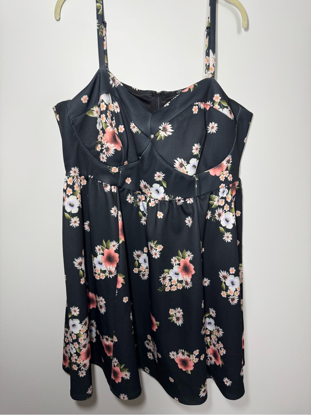 NWT Torrid Black Pink Floral Bustier Scuba Skater Dress Size 22 3X